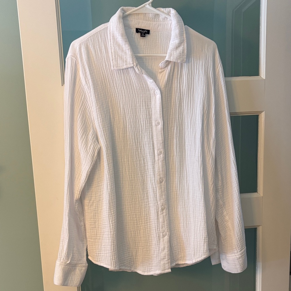 Splendid White Women’s 100% Cotton Waffle Blouse (L)